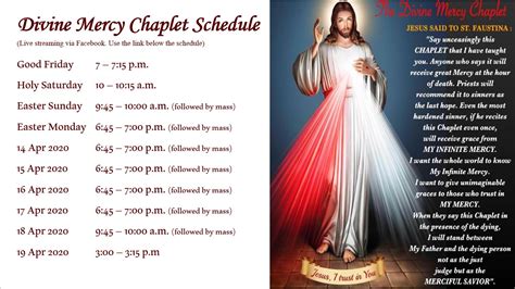 Printing a schedule is a great way to keep track of tasks, appointments and events throughout your workday. . Divine mercy schedule